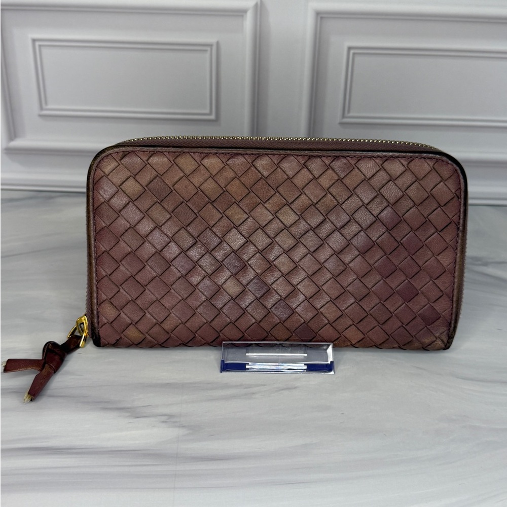 Bottega Veneta Brown Intrecciato Nappa Leather Long Zip Wallet w/ Box - Picture 3 of 12